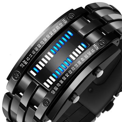Ceas LED stil bratara unisex din otel inoxidabil | Design modern cu afisaj digital ascuns | Accesoriu elegant casual si fashion