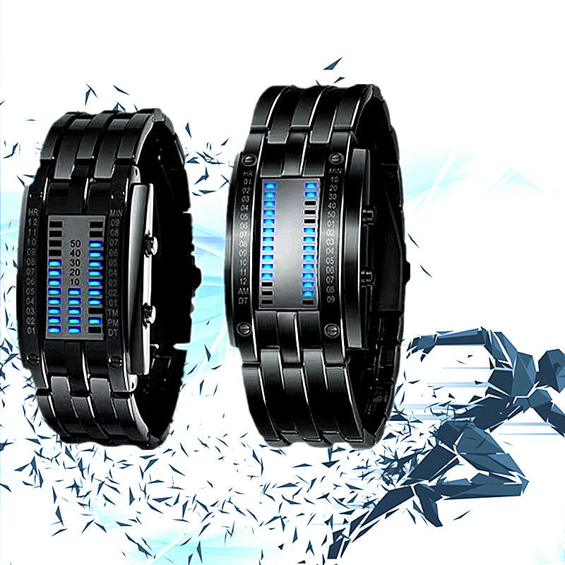 Ceas LED stil bratara unisex din otel inoxidabil | Design modern cu afisaj digital ascuns | Accesoriu elegant casual si fashion