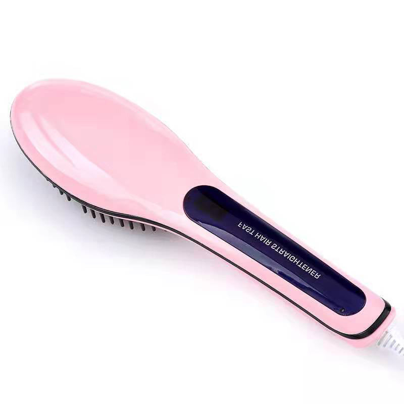 Perie pentru indreptarea parului PinkBrush cu ecran LCD | Incalzire rapida si reglabila | Design ergonomic, usor de folosit si eficient