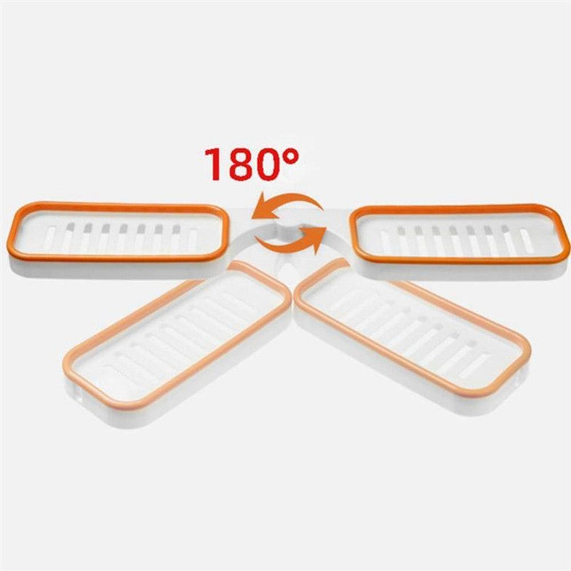 Suport baie dublu autoadeziv rotativ 180° | Organizator perete fara gaurire 33x11x3cm | Etajera moderna pentru accesorii dus