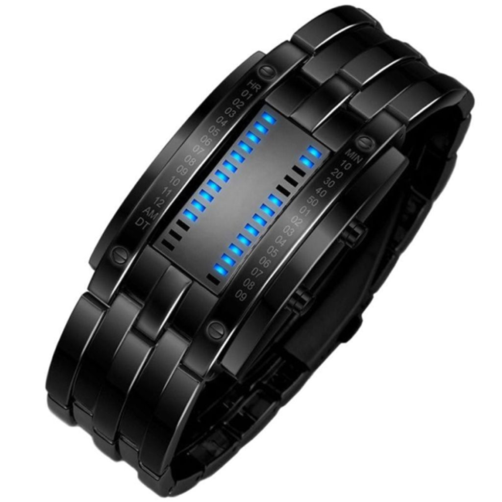 Ceas LED stil bratara unisex din otel inoxidabil | Design modern cu afisaj digital ascuns | Accesoriu elegant casual si fashion