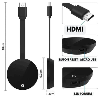 Dispozitiv partajare continut Chromecast | Streaming wireless HD | Compatibil smartphone, tableta, laptop | Instalare usoara si rapida
