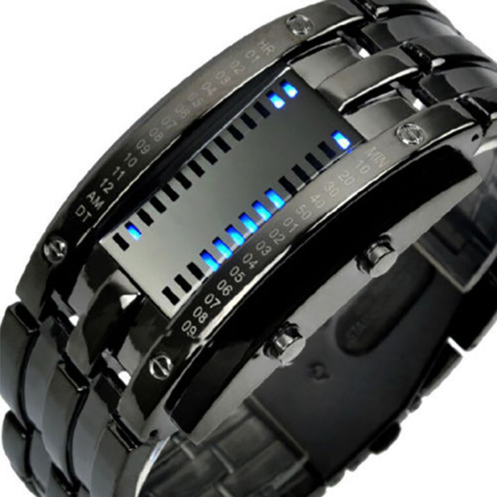 Ceas LED stil bratara unisex din otel inoxidabil | Design modern cu afisaj digital ascuns | Accesoriu elegant casual si fashion