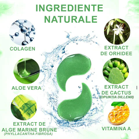 60 buc masti pentru ochi cu alge marine si colagen | Patch-uri anticearcane si antirid | Hidrateaza si reduce umflaturile ochilor