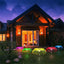 Set 2 lampi solare RGB tip palmier | Decor exterior cu lumina colorata pentru curte si gradina | Iluminat ambiental rezistent