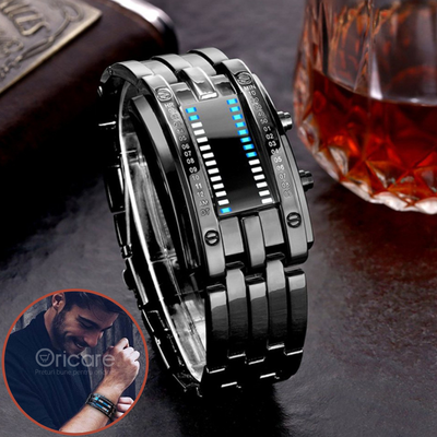 Ceas LED stil bratara unisex din otel inoxidabil | Design modern cu afisaj digital ascuns | Accesoriu elegant casual si fashion