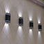 Set 4 lampi solare de perete cu lumina alb cald bidirectionala, 4 LED