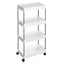 Carucior organizator slim portabil cu 4 rafturi, alb, 39 x 12.5 x 86 cm