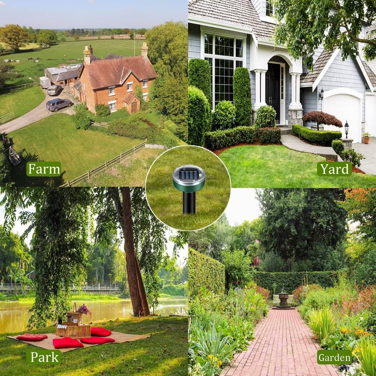 Set 2x Aparat Cu Incarcare Solara Anti Daunatori, Pentru Cartite, Gradina, Cu Tarus, Verde