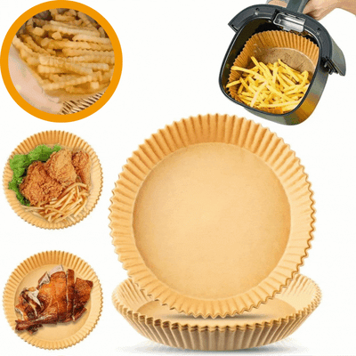 Set 2x100 hartii de copt pentru Airfryer 16x16x4.5cm | Tavi unica folosinta friteuza | Antiaderente, rezistente la caldura, usor de folosit