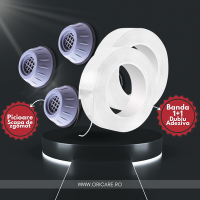 PACHET: Picioare masina de spalat Antiderapante + Banda Dublu Adeziva