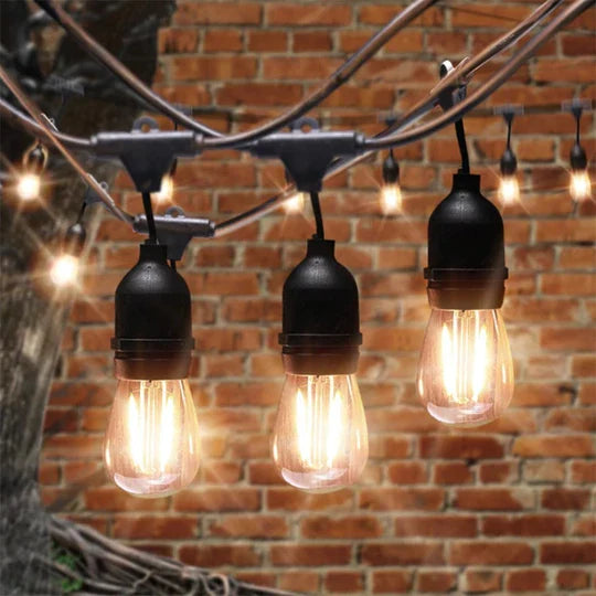 Ghirlanda luminoasa solara 2.5 metri cu 10 becuri E27 | Iluminat exterior decorativ interconectabil | Ideala pentru terasa si gradina