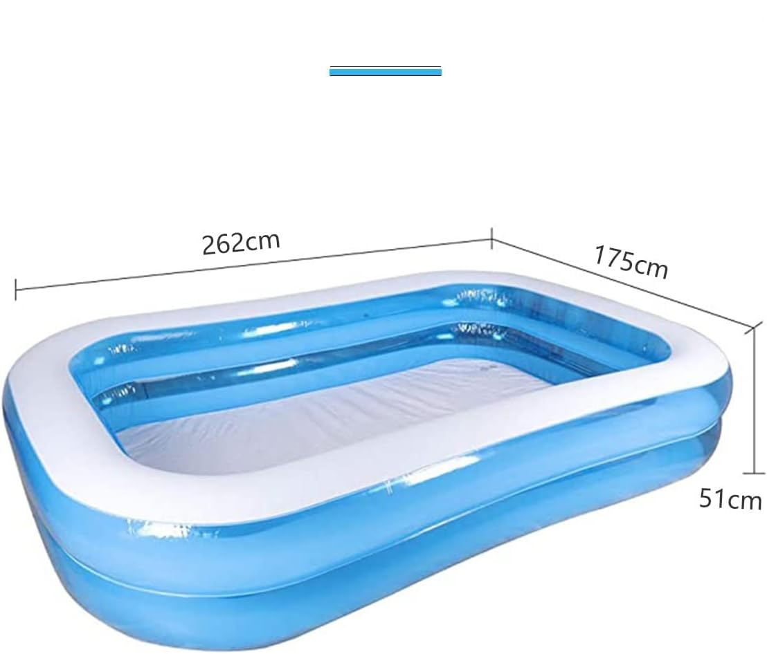 Piscina gonflabila rectangulara pentru Copii si Familie, Ideala pentru Gradina, Curte sau Interior 2.62m x 1.75m x 51cm